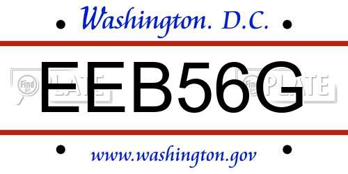 EEB56G District Of Columbia License Plate