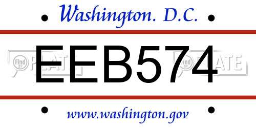 EEB574 District Of Columbia License Plate