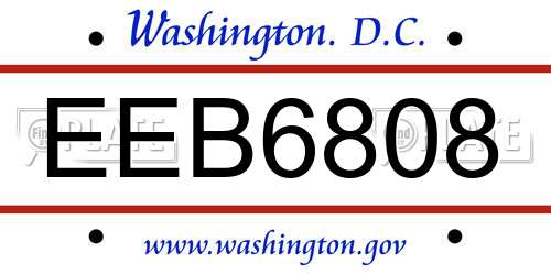 EEB6808 District Of Columbia License Plate