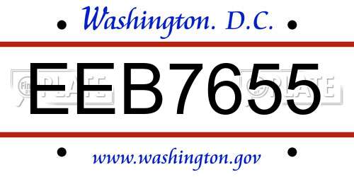 EEB7655 District Of Columbia License Plate