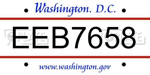EEB7658 District Of Columbia License Plate