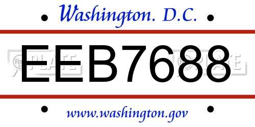 EEB7688 District Of Columbia License Plate