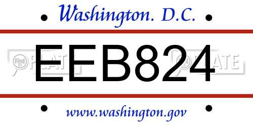 EEB824 District Of Columbia License Plate