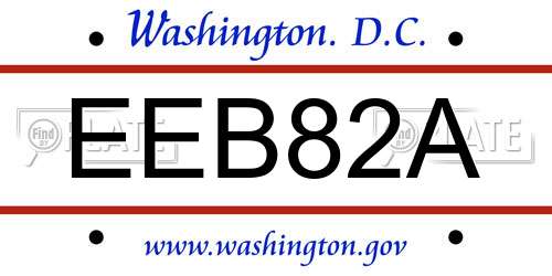 EEB82A District Of Columbia License Plate