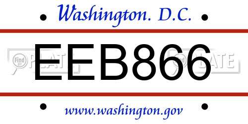 EEB866 District Of Columbia License Plate