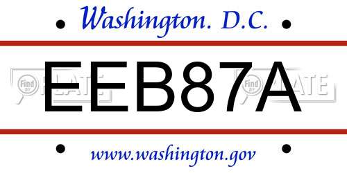 EEB87A District Of Columbia License Plate