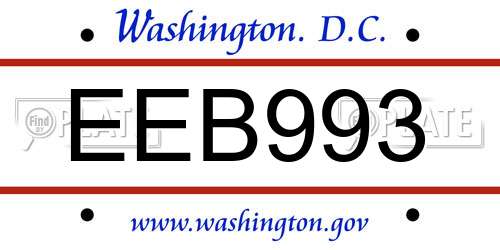 EEB993 District Of Columbia License Plate
