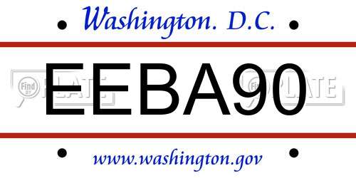 EEBA90 District Of Columbia License Plate
