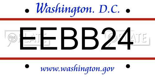 EEBB24 District Of Columbia License Plate