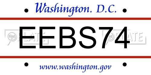EEBS74 District Of Columbia License Plate