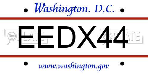 EEDX44 District Of Columbia License Plate