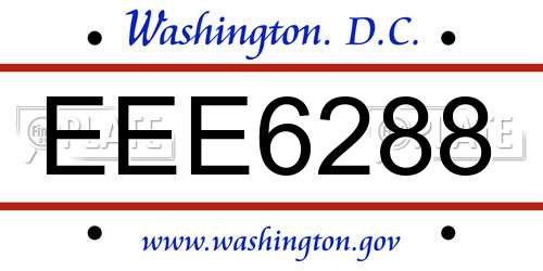 EEE6288 District Of Columbia License Plate