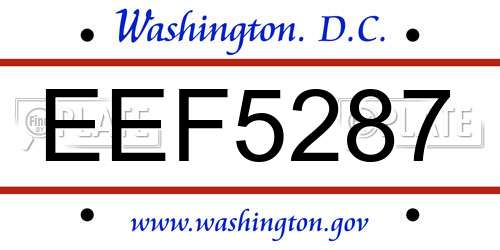 EEF5287 District Of Columbia License Plate