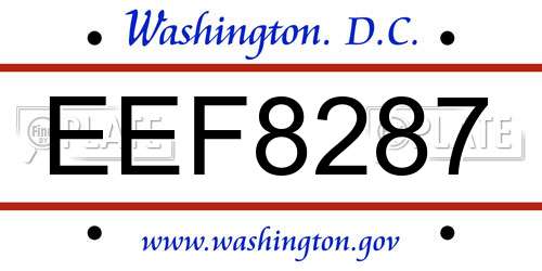EEF8287 District Of Columbia License Plate