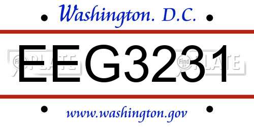 EEG3231 District Of Columbia License Plate