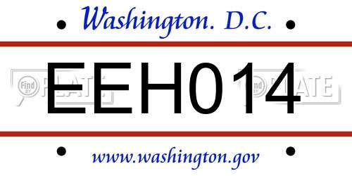 EEH014 District Of Columbia License Plate