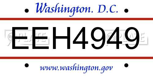 EEH4949 District Of Columbia License Plate