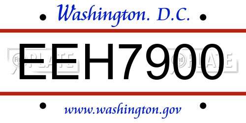 EEH7900 District Of Columbia License Plate