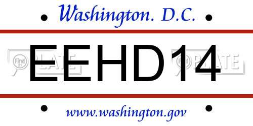 EEHD14 District Of Columbia License Plate