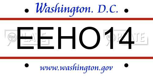 EEHO14 District Of Columbia License Plate