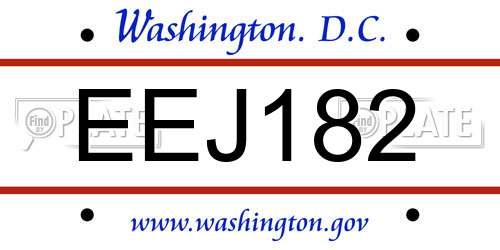 EEJ182 District Of Columbia License Plate