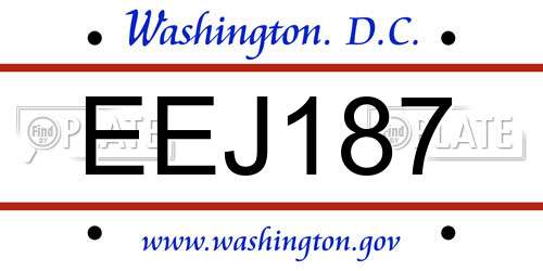 EEJ187 District Of Columbia License Plate