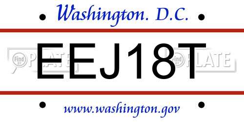 EEJ18T District Of Columbia License Plate