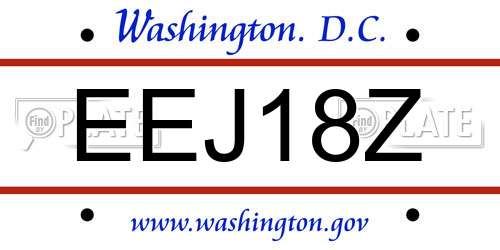 EEJ18Z District Of Columbia License Plate