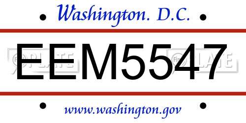 EEM5547 District Of Columbia License Plate