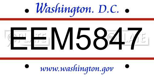 EEM5847 District Of Columbia License Plate