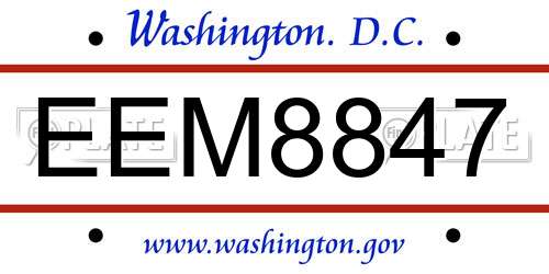 EEM8847 District Of Columbia License Plate