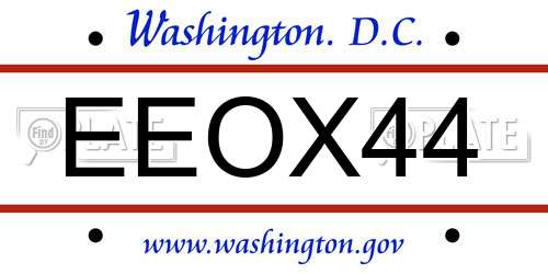 EEOX44 District Of Columbia License Plate