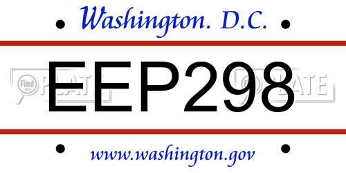 EEP298 District Of Columbia License Plate