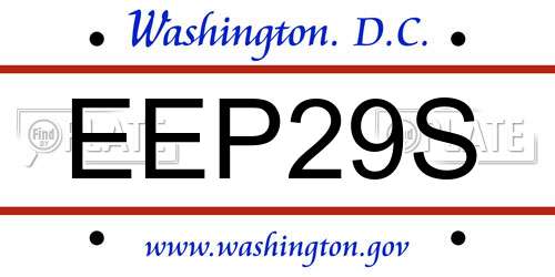 EEP29S District Of Columbia License Plate