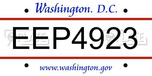 EEP4923 District Of Columbia License Plate
