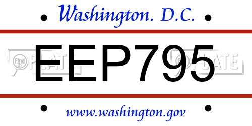EEP795 District Of Columbia License Plate