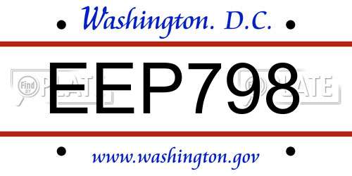 EEP798 District Of Columbia License Plate