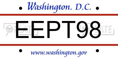 EEPT98 District Of Columbia License Plate