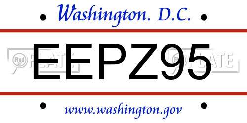EEPZ95 District Of Columbia License Plate
