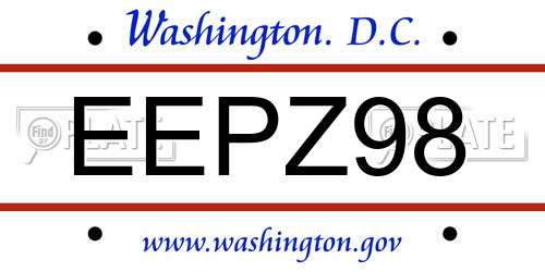 EEPZ98 District Of Columbia License Plate