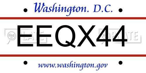 EEQX44 District Of Columbia License Plate