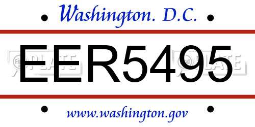 EER5495 District Of Columbia License Plate