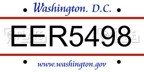 EER5498 District Of Columbia License Plate