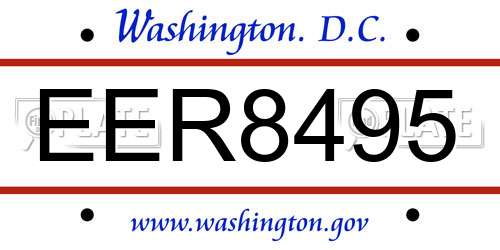 EER8495 District Of Columbia License Plate
