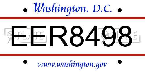 EER8498 District Of Columbia License Plate