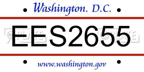 EES2655 District Of Columbia License Plate