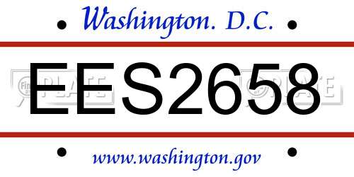 EES2658 District Of Columbia License Plate