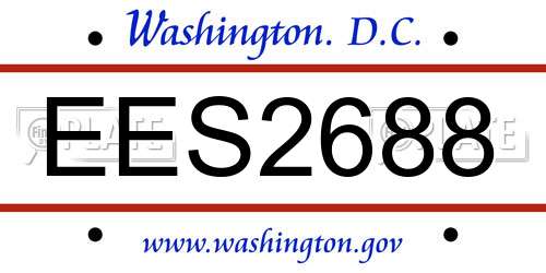 EES2688 District Of Columbia License Plate