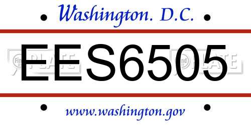 EES6505 District Of Columbia License Plate