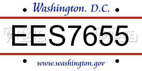 EES7655 District Of Columbia License Plate